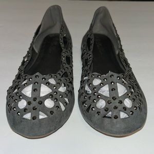 Gray bedazzled flats